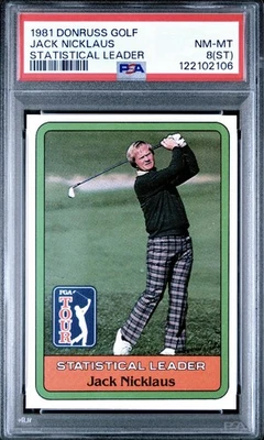 Donruss Golf Jack Nicklaus 1981 líder estadístico PSA 8 casi nuevo-como nuevo  Foto 1 de 2