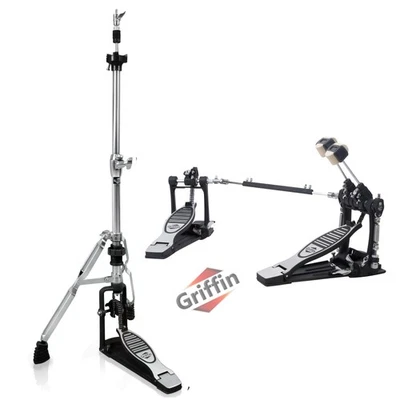 GRIFFIN 2-Leg Hi-Hat Stand & Double Bass Pedal | Deluxe Duel Chain Drive BUNDLE - Image 1 of 4