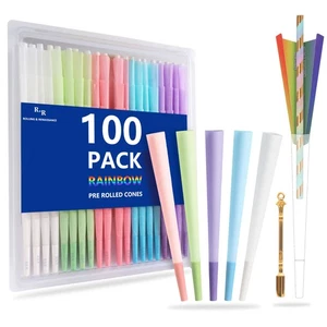 100 Pack Colorful Rolling Papers Pre Rolled Cones King Size - 108mm King Size... - Picture 1 of 9