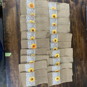 Sackleinen Utensilienhalter Beutel Silberbesteck Beutel Tischdeko 20 Stück - Bild 1 von 6