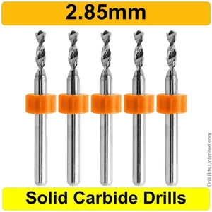 Brocas de carburo de 2,85 mm 0,112" vástago de 1/8" CINCO piezas de carburo sólido R/S - Imagen 1 de 4