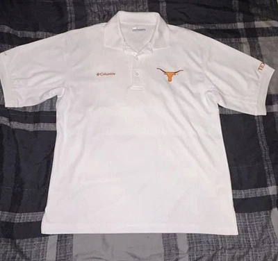 Texas Longhorns Collar Shirt Mens Small White Columbia PFG Performance Polo - Image 1 of 4