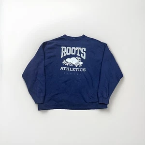 Sudadera Atlética Vintage Roots Cuello Redondo Grande Azul Hecha en Canadá Envejecida - Imagen 1 de 8