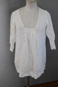 Eileen Fisher Tunic Top Womens Small Linen Viscose 3/4 Sleeve Boho Pullover - Picture 1 of 5