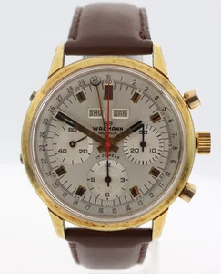 Vintage Wakmann Triple Date Men's Chronograph Wristwatch Valj. 730 Serviced - Picture 1 of 6