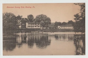RIVERVIEW DRIVING CLUB Gebäude am Schuylkill River schwarzweiß Lesen PA Postkarte DB - Bild 1 von 2