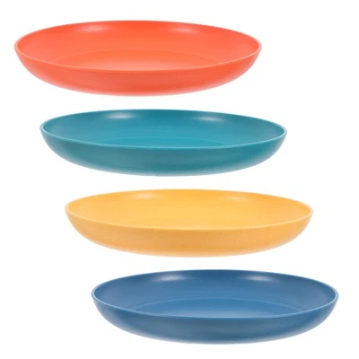  4 Stcs Weizen Strohplatten Abendessen Teller Unzerbrechliche Getreideplatten - Bild 1 von 4