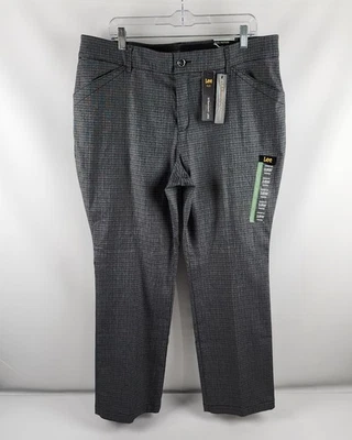 Lee Jeans Womens 18W Black White Plaid Petite Flex Motion Straight Leg Pants NWT - Image 1 of 4