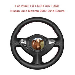 DIY Cowhide Leather Car Steering Wheel Cover Wrap For Infiniti FX FX35 FX37 FX50 - Picture 1 of 14