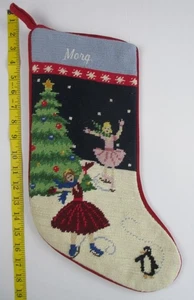 LANDS END Eisläufer Wolle Nadelspitze Weihnachtsstrumpf defekt MORG - Bild 1 von 4