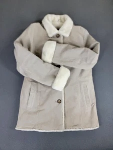 Chaqueta Bernardo para mujer mediana beige imitación piel de oveja forrada abrigo de cuero genuino - Imagen 1 de 11