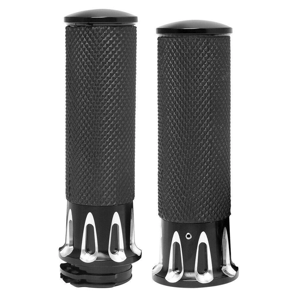 Black Motorcycle Handle Bar Hand Grips 1'' Fits For Harley Electra Glide Yamaha - Image 1 of 4