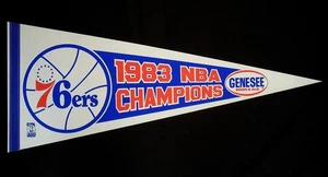 ⭐️ Banderín vintage 1983 76ers NBA CHAMPIONS Genesee Beer Baloncesto Deportes #1 ⭐️ - Imagen 1 de 10