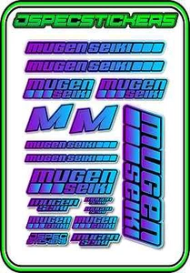 MUGEN SEIKI RC STICKER SHEET 1/8 BUGGY 1/10 CAR MTX6R MBX7R MRX6 GT ECO PURP/BLU - Picture 1 of 7
