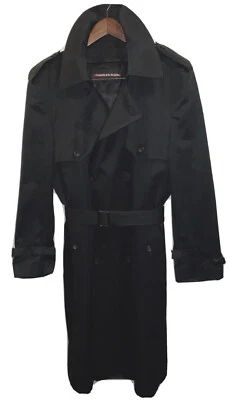 Charles Klein черный Тренч дождевик ~ съемная подкладка ~ Мужская 44 L двойной brested - Изображение 1 из 4