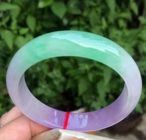 Real Natural Ice Green purple Burmese Jade jadeite bracelet bangle 59MM - Picture 1 of 10