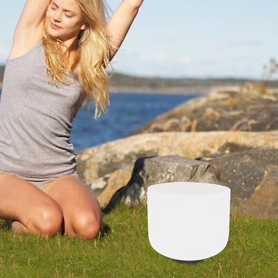 8" Kristall Klangschale F Note Wurzelchakra Milchquarz Klangschale Meditation - Bild 1 von 4