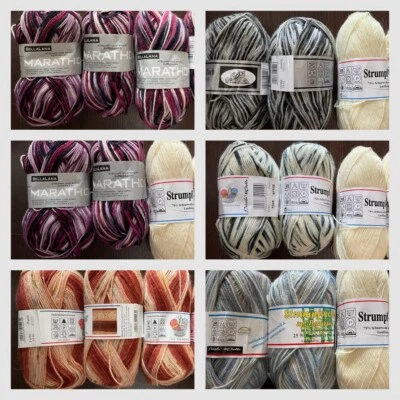 Wählen 150 gr  Mix Sockenwolle grau schwarz blau rot lila weiße Wolle Socken - Bild 1 von 4