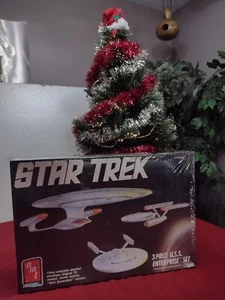 Star Trek AMT 3-teiliges Enterprise Set 1:2500 Modellbausatz #6618 versiegelte Box - Bild 1 von 6