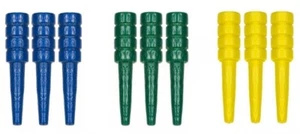 Nuevo Juego de 9 clavijas de madera de abedul para cribar - se envía con seguimiento - azul verde amarillo - Imagen 1 de 1