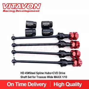VITAVON HD 45# V1 Spline Hubs+CVD Drive Shaft Set for Traxxas Wide MAXX 1/10 red - Picture 1 of 3