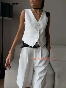 Summer Women Vest Shorts Suit 2Piece Set Office Ladies Sets Womens Outfits - Picture 1 of 27
