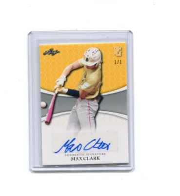 2022 Leaf Perfect Game Showcase Blank Back Yellow Autographs Max Clark Auto 1/1 - Image 1 of 2