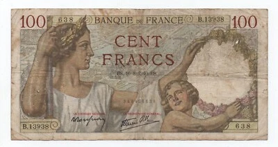 FRANCE 100 FRANCS 1940 PICK 94 LOOK SCANS - Image 1 of 2