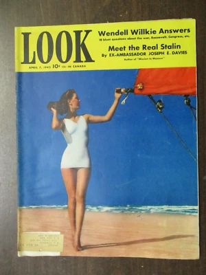 LOOK MAGAZINE APRIL 7, 1942 WENDELL WILKIE MEET THE REAL STALIN JANET BLAIR WWII - Image 1 of 2