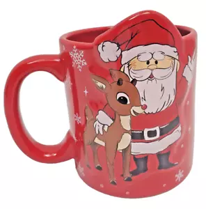 Christmas Classics Rudolph The Red Nose Rentier Santa Embossed Red Mug Tasse - Bild 1 von 6