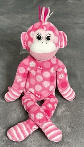 Mary Meyer Pizzazz Sock Monkey Plush Pink Owl Pattern Yarn Hair Stuffed Animal - Picture 1 of 9