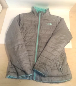 The North Face Jacket Girl Green Gray Mossbud Reversible Medium (10/12) - Picture 1 of 7