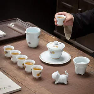 Tea Set Simple Household Living Room Kung Fu Teapot High-grade White Porcelain - Picture 1 of 12