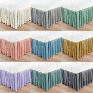 Lightweight Pleated Bed Skirt Queen King 18'' Drop Easy Fit , Solid Color - Picture 1 of 70