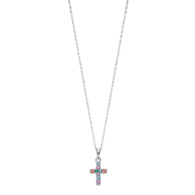 Collana Donna Lotus Silver In Argento Con Croce E Zirconi Multicolore LP3450-1/1 - Immagine 1 di 2