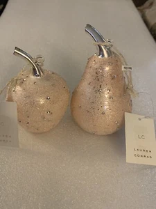 Lauren Conrad Glasornamente Birne und Apfel Pfirsichfarbe 4""x3"" A1 Weihnachten - Bild 1 von 13