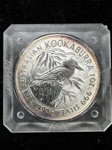 1990 $5 Kookaburra Australia 1 oz .999 Silver in original mint plastic 2 - Picture 1 of 2
