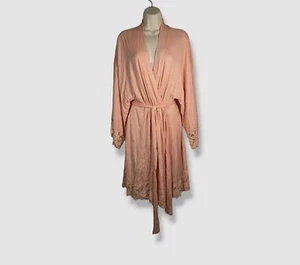 $148 Eberjey Women's Pink Lace Knit Kimono Sleeve Self-Tie Naya Robe Size M - Picture 1 of 4