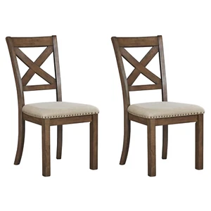 Moriville Modern Farmhouse 19" Upholstered Dining Room Chair, 2 Count, Brown - Picture 1 of 9