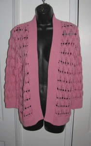 Jones New York signature Open Cardigan crochet Long sleeve Peach/pink women's M - Picture 1 of 6