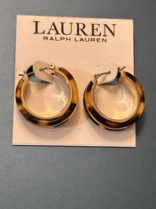 Lauren Ralph Lauren Ohrringe goldfarben Schildpatt Ohrhänger Logo - braun neu mit Etikett  - Bild 1 von 6