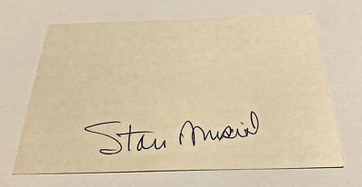 Stan Musial St. Louis Cardinals Autographed 3x5 Signed Index Card JSA COA - Image 1 of 3