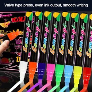 LED Writing Board Liquid Chalk Marker Pen Erasable Multi Colored Highlighters