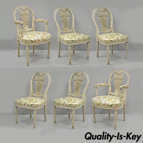 Louis XVI French Style Hot Air Balloon Back Montgolfier Dining Chair Set of 6 Cover