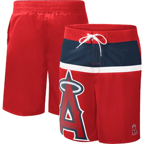 Men's G-III Sports by Carl Banks Red Los Angeles Angels Sea Wind Swim Shorts Cover