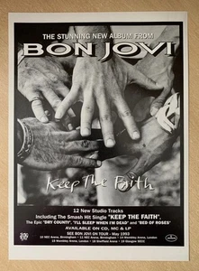 BON JOVI KEEP THE FAITH ALBUM ORIGINAL MAGAZINE ADVERT A4 POSTER 1992 - Picture 1 of 1