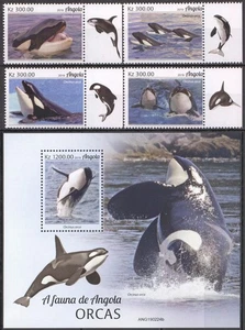 BW0663 2019 ANGOLA ORCAS KILLER WHALES MARINE LIFE FAUNA #2325-2328+BL230 MNH - Picture 1 of 1