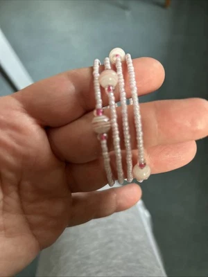 Perlenarmband Memory Damen mehrreihig / rosa/selbstgemacht neu - Bild 1 von 4