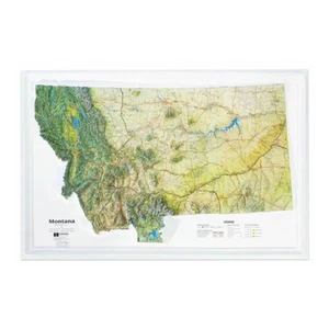 Hubbard Scientific 3D Montana Satellite MT2617 Map, 25" x 17" - Unframed - Picture 1 of 4
