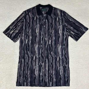 Camisa Polo Coogi Vintage Para Hombre Grande Negra Gris Abstracta Hecha en Australia Años 90 - Imagen 1 de 10